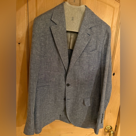 Brunello Cucinelli Blue-Grey Textured Sport Coat - Picture 2 of 7